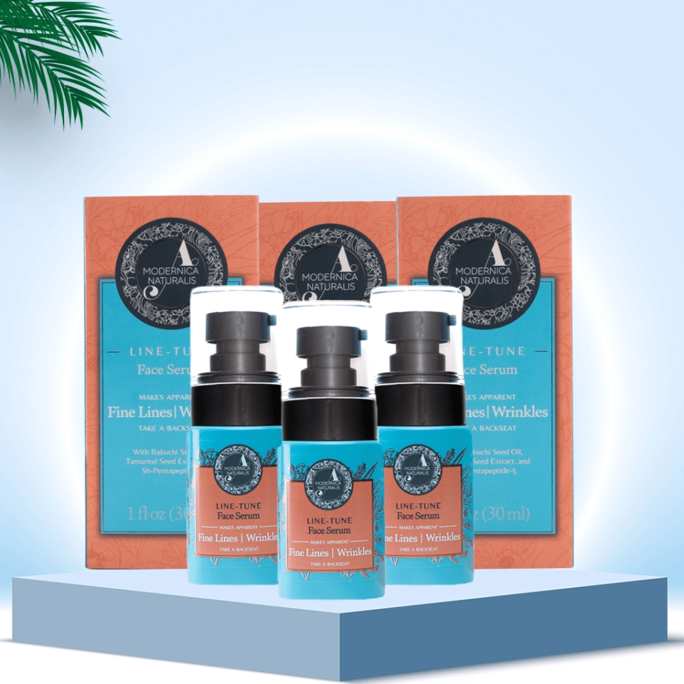 Line-Tune Face Serum – Reduces the Appearance of Fine Lines & Wrinkles – Hydrating Formula with Tamarind, Bakuchi, Arjuna, Guduchi & Peptides – Best Face Serum for Aging Skin with Fine Lines & Wrinkles - Pack of 3 Face Serum A Modernica Naturalis 