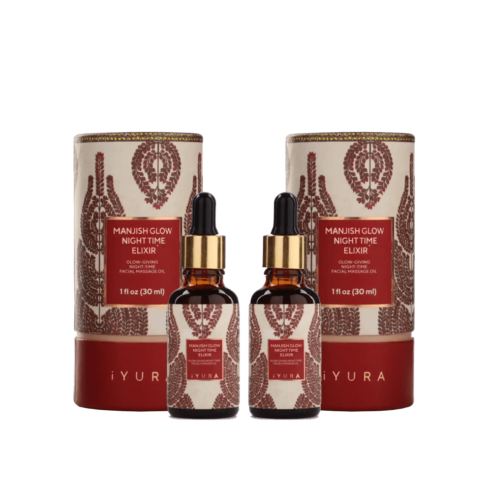 Manjish Glow Night Time Elixir - An Ayurvedic Face Oil Moisturizer Boosted with Manjistha - 30 mL - Pack of 2 Night-time face oil iYURA 