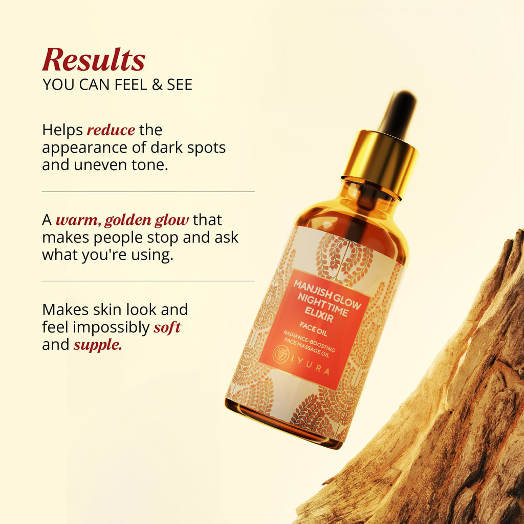 Manjish Glow Night Time Elixir - Ayurvedic Night-Time Face Oil - Natural Moisturizer for Healthy Skin Night-time face oil iYURA 