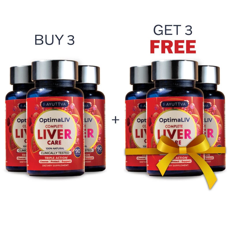 OptimaLIV - A Clinically Tested Ayurvedic Liver Function Supplement | Pack of 3 - Get FREE OptimaLIV Pack of 3 Supplements Ayuttva 