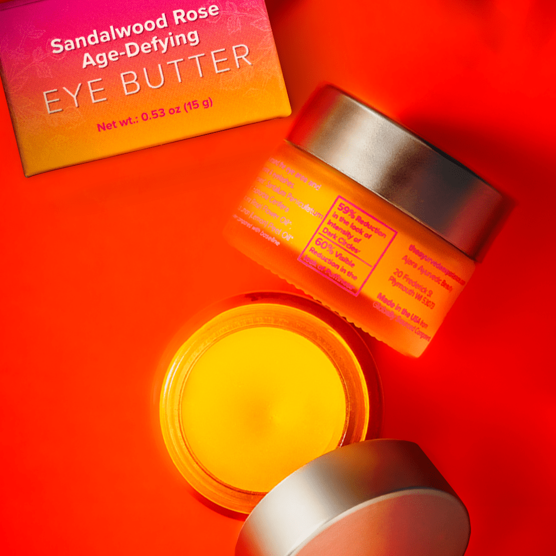 Sandalwood Age-Defying Eye Butter - 100% Natural Eye Butter With Ghee, Sandalwood & Rose - Smooths the Look of Fine Lines & Wrinkles | 15 g (0.53 oz) Eye Care Ajara 