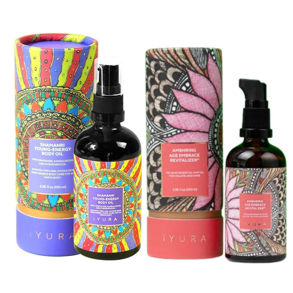 SEASON OF AYURVEDA: Head-to-Toe Glow Duo - Full-Sizes of Ambhring Hair Oil & Shamanri Young Energy Body Oil worth $84 USD! Skin Care The Ayurveda Experience 