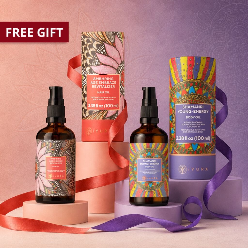 SEASON OF AYURVEDA: Head-to-Toe Glow Duo - Full-Sizes of Ambhring Hair Oil & Shamanri Young Energy Body Oil worth $84 USD! Skin Care The Ayurveda Experience 
