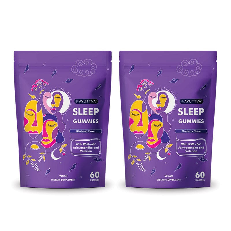 Sleep Gummies with KSM 66 Ashwagandha and Valerian Root for Blissful Sleep - Pack of 2 Supplements Ayuttva 