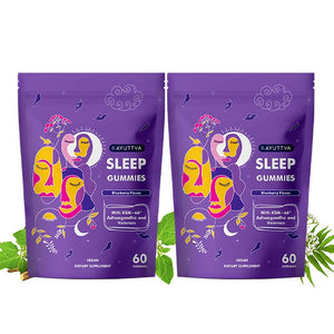 Sleep Gummies with KSM 66 Ashwagandha and Valerian Root for Blissful Sleep | Tasty Blueberry Flavor - Pack of 2 Supplements Ayuttva 