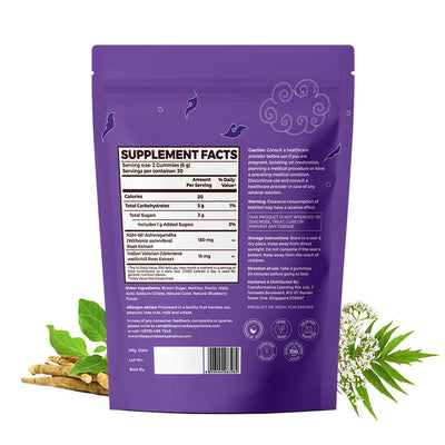 Sleep Gummies with KSM 66 Ashwagandha and Valerian Root for Blissful Sleep | Tasty Blueberry Flavor Supplements Ayuttva