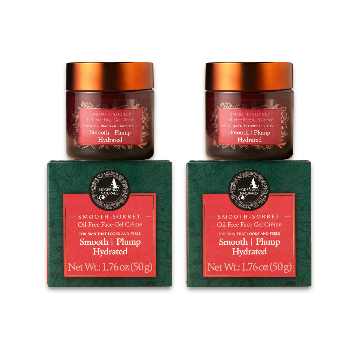 Smooth-Sorbet: Oil-Free Face Gel Crème - Mature, Dull and Aging Skin - To Get Cloud-Like Glow - Pack of 2 Lotion & Moisturizer A. Modernica Naturalis 