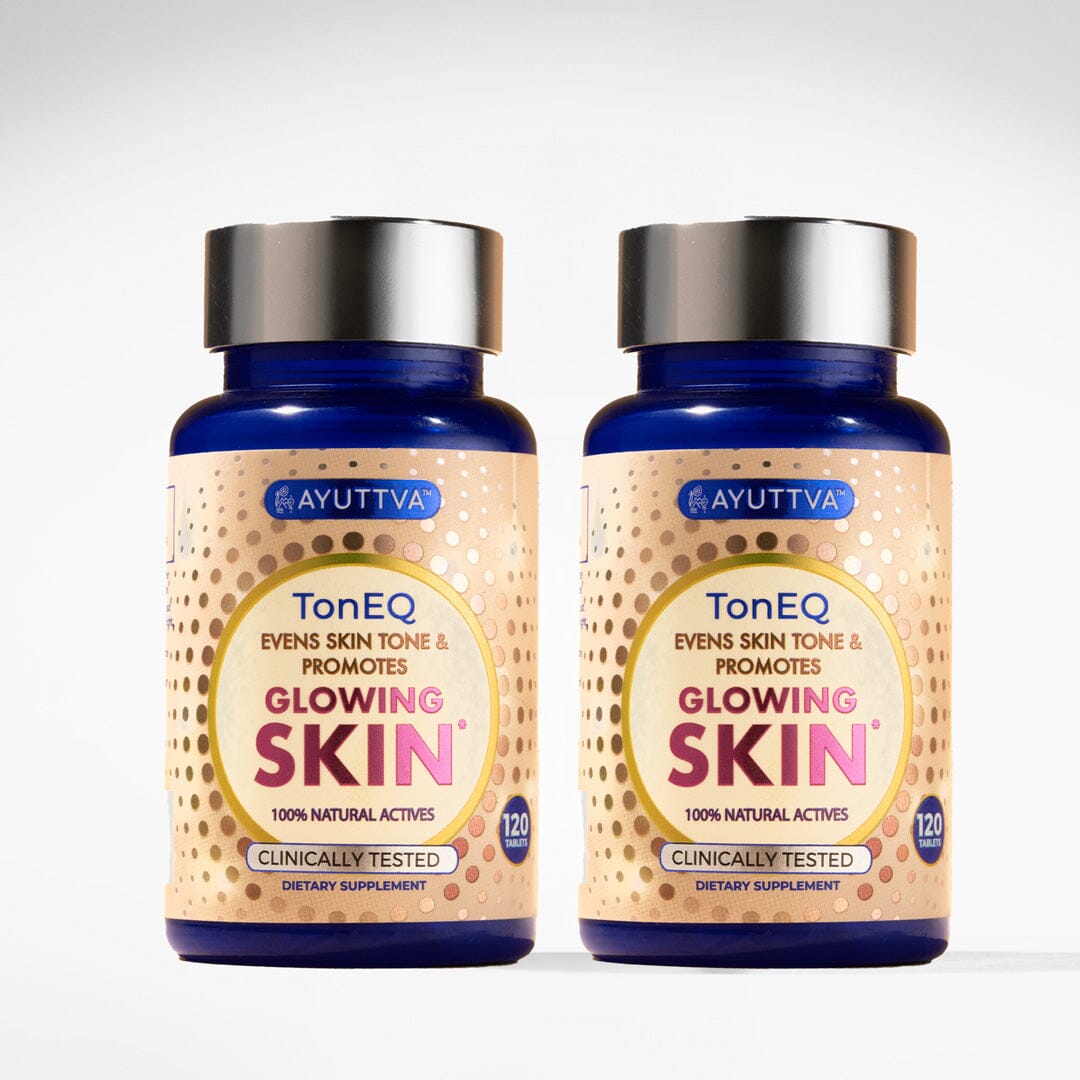 TonEQ: ANTI-PIGMENTATION SUPPLEMENT with 100% NATURAL ACTIVES for EVEN-TONED, CLEAR & GLOWING SKIN - Pack of 2 Supplements Ayuttva 