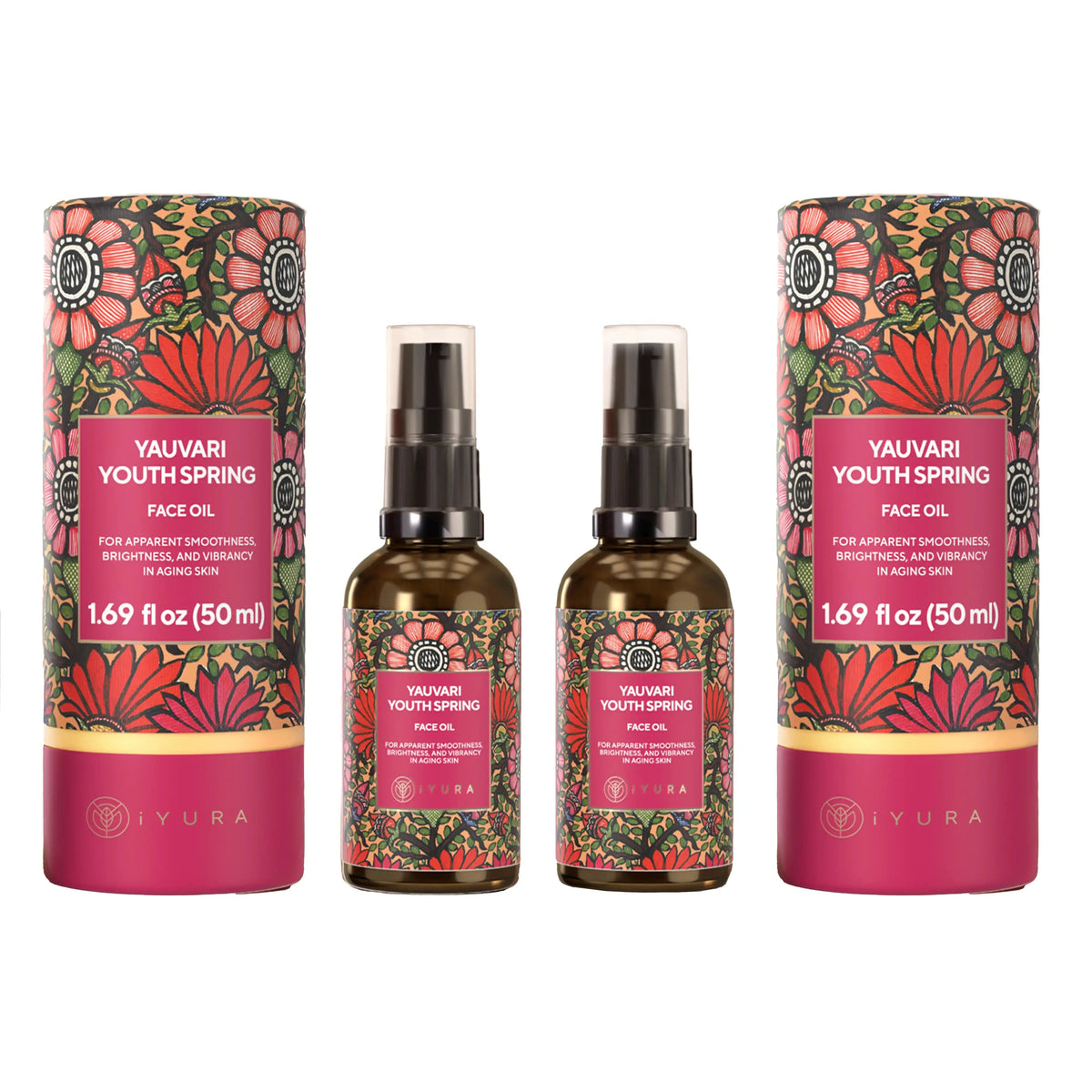 Yauvari Amplified Youth Spring - For Mature, Aging, Dry Skin - Infused with Black Gram - Pack of 2 Face oil iYURA 