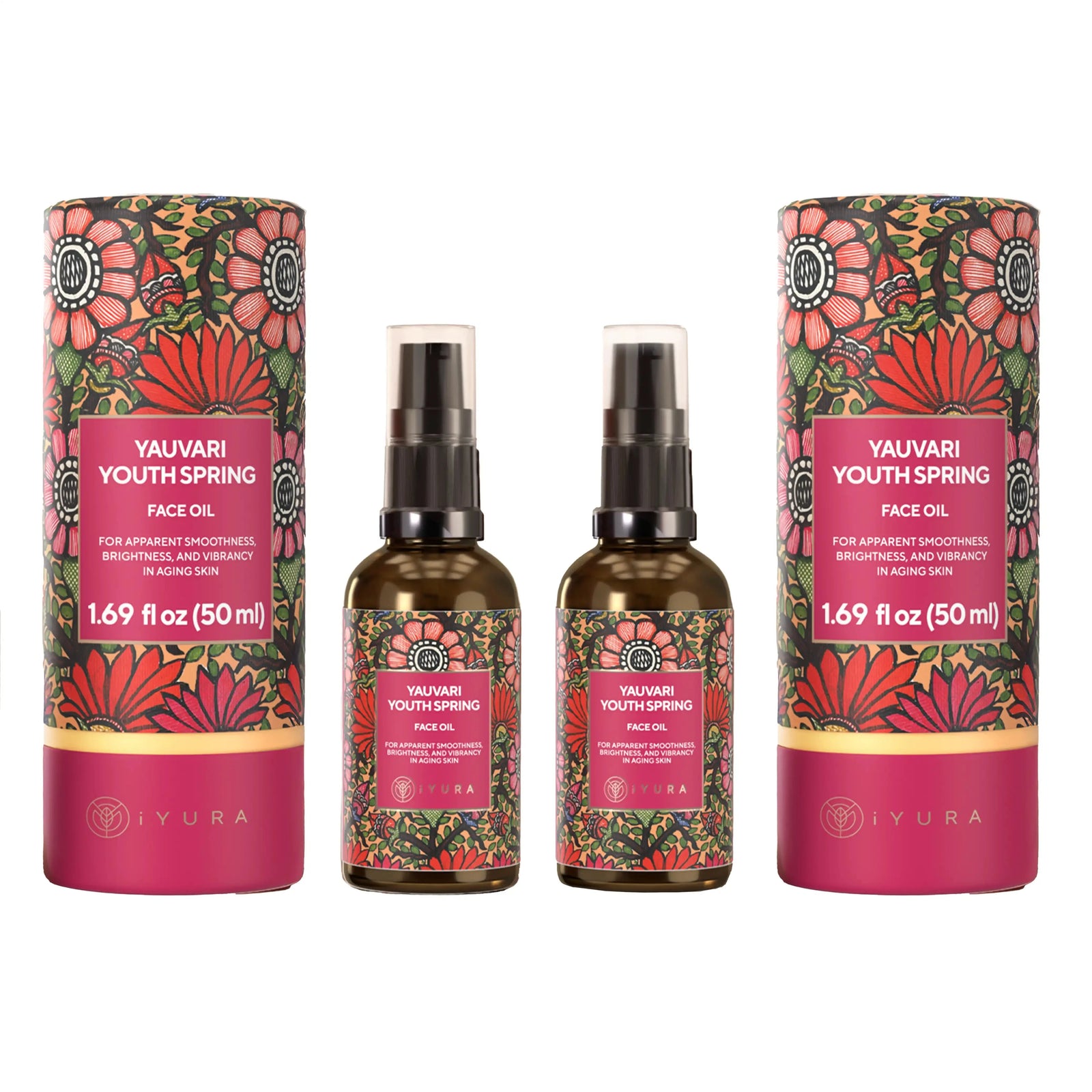 Yauvari Amplified Youth Spring - For Mature, Aging, Dry Skin - Infused with Black Gram - Pack of 2 Face oil iYURA 