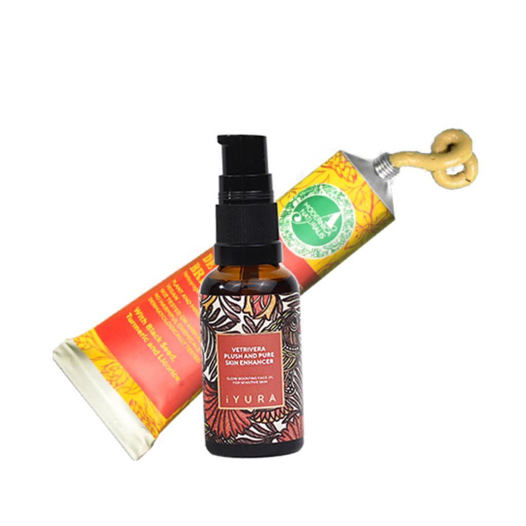 Ayurvedic Facial Spa Kit - Nicumin Even-Toning & Brightening Face Mask & Vetrivera Plush & Pure Skin Enhancer