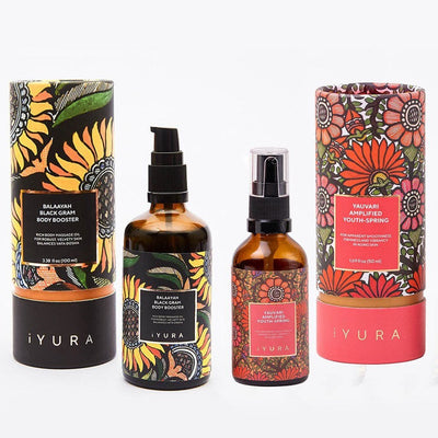 Black Gram Face & Body Duo - Best Moisturizers for Dry Skin, Aging Skin and Mature Skin - Pick Your Size Beauty set iYURA