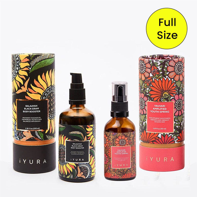 Black Gram Face & Body Duo - Best Moisturizers for Dry Skin, Aging Skin and Mature Skin - Pick Your Size Beauty set iYURA 