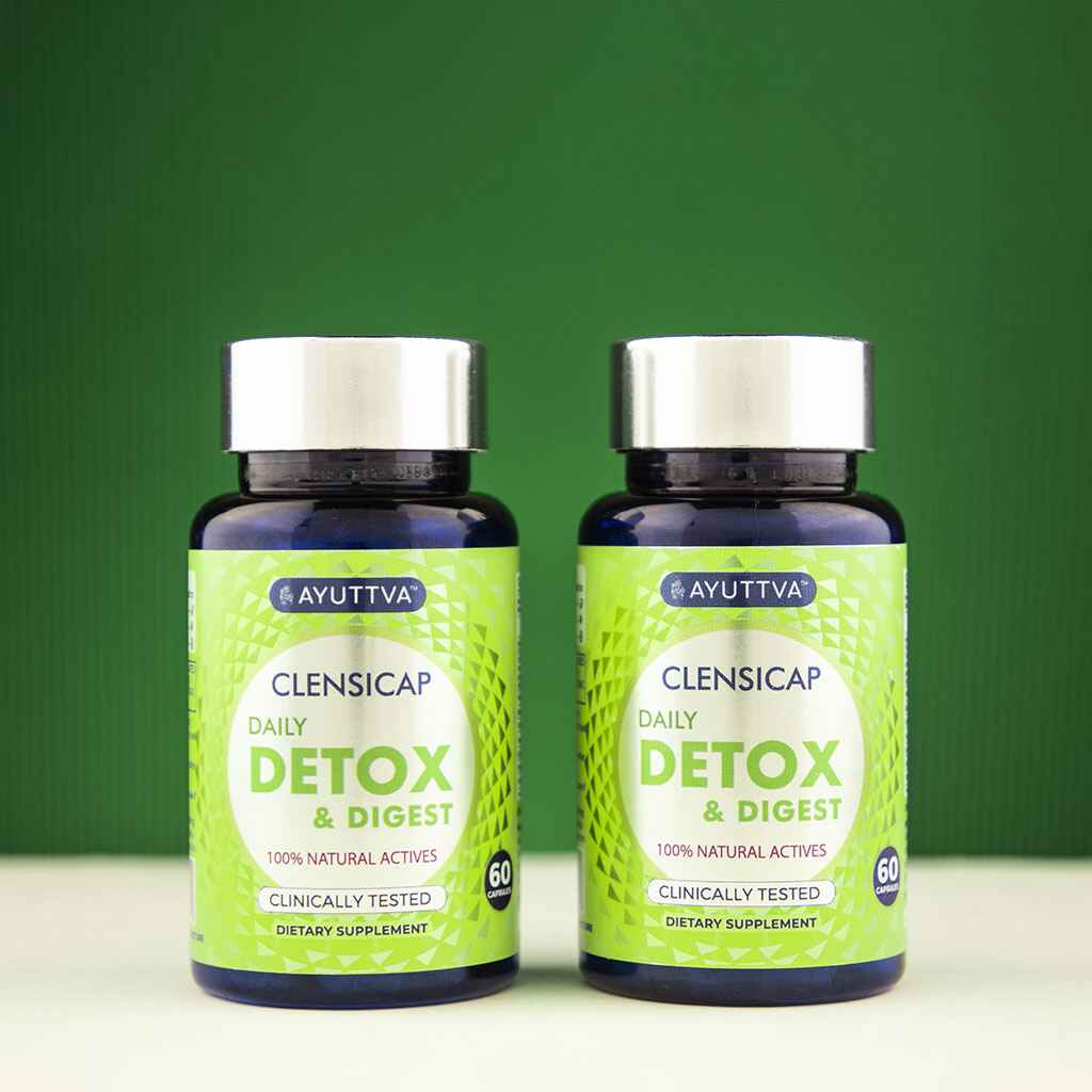 Clensicap - Daily Detox Supplement for Improved Strength, Stamina, Sleep and Digestion | Pack of 2 Supplements Ayuttva 