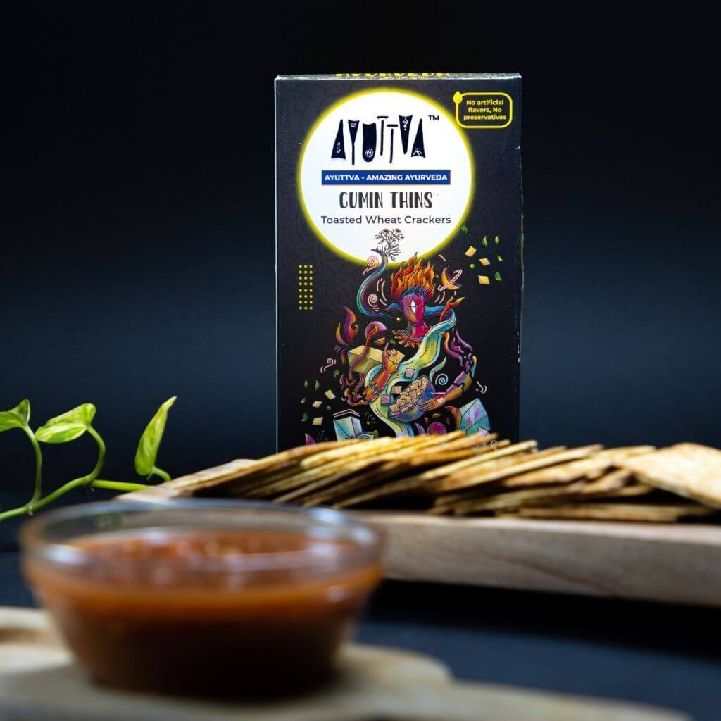 Cumin Thins - Toasted Wheat Crackers Snacks Ayuttva 