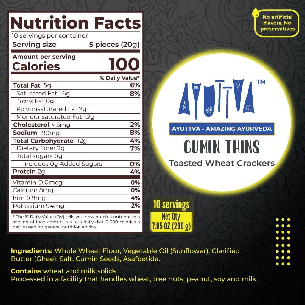 Cumin Thins - Toasted Wheat Crackers Snacks Ayuttva 