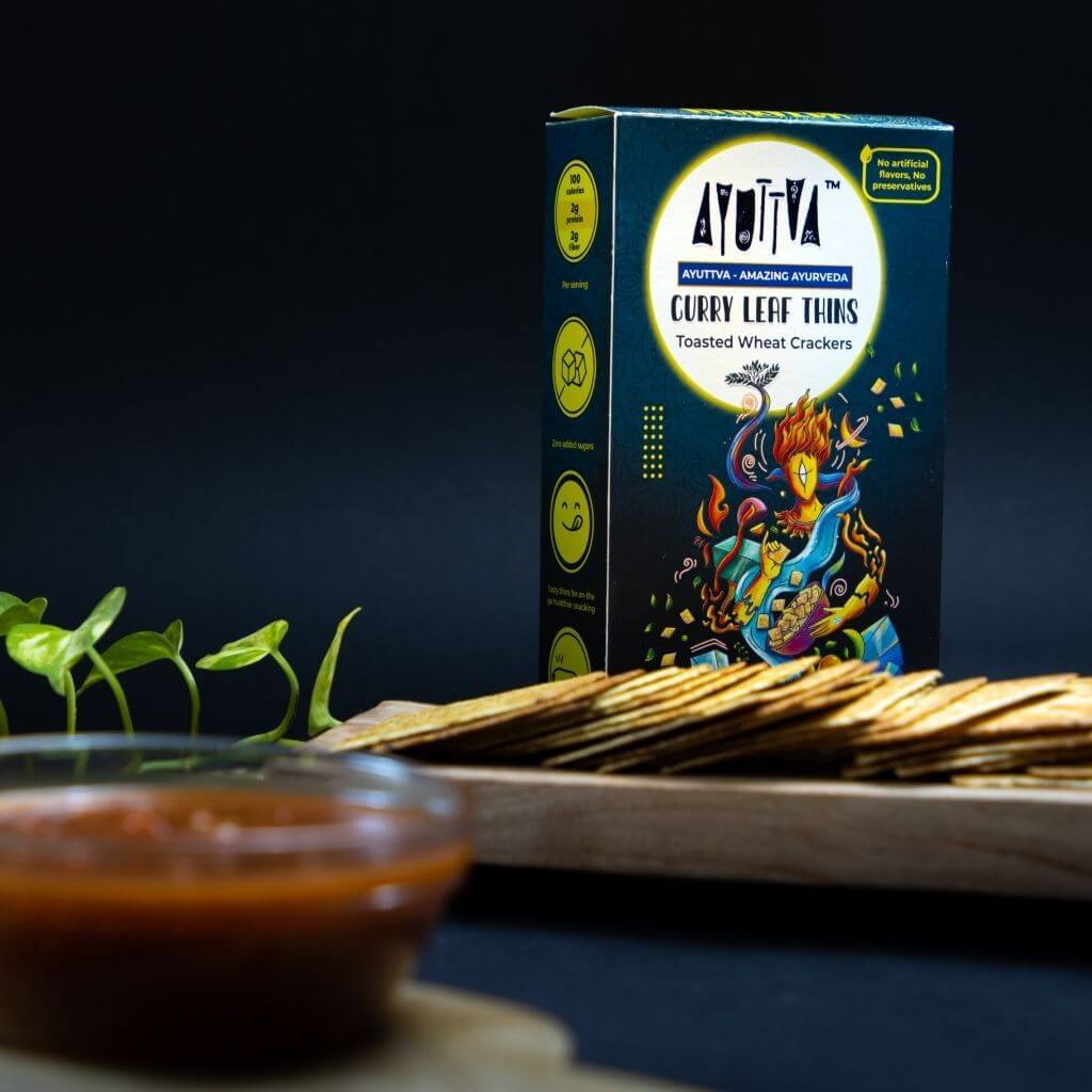 Curry Leaf Thins - Toasted Wheat Crackers Snacks Ayuttva 