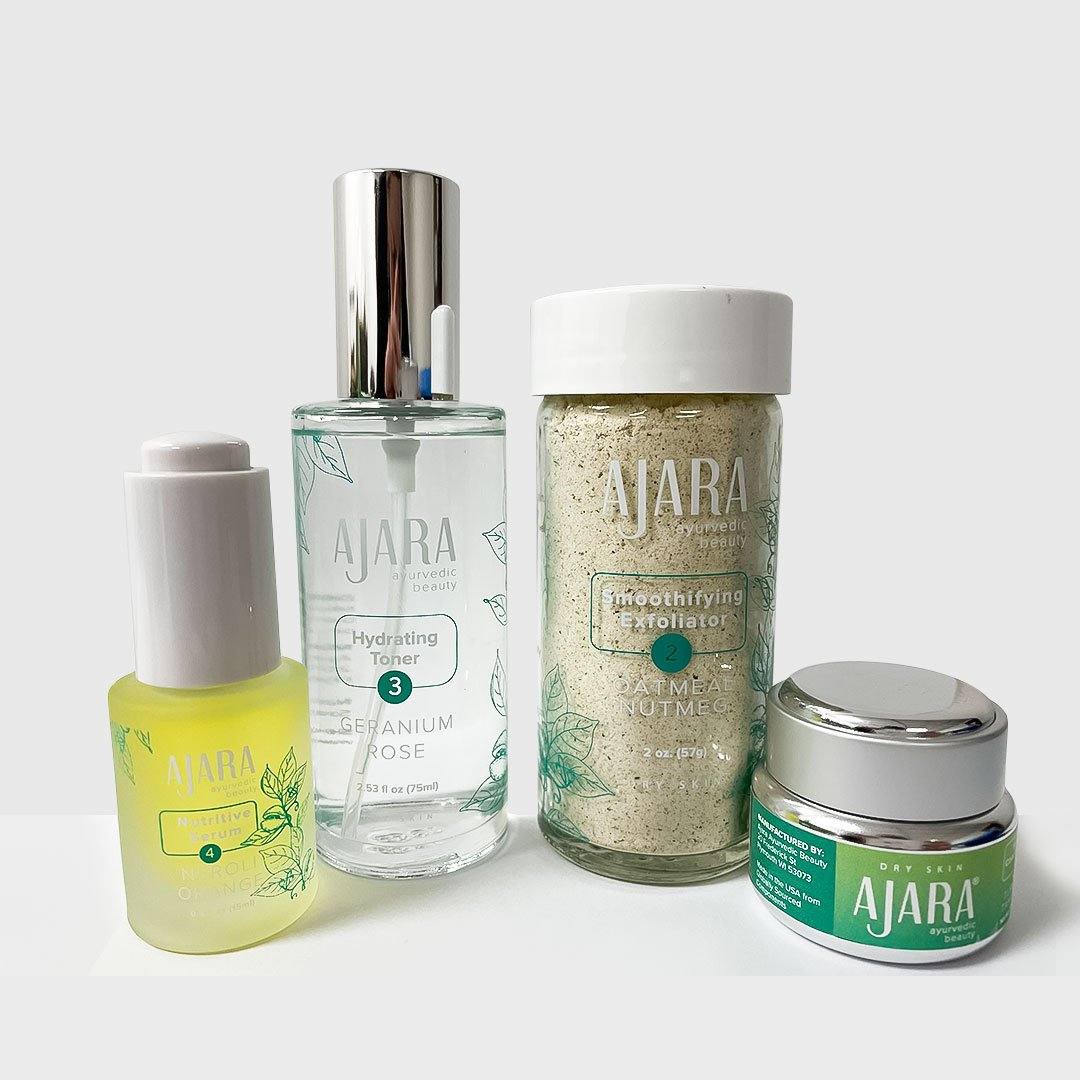 Daily Face Care Kit for Mature or Dry Skin Without Coconut Rose Softening Wash Facial Kit Ajara 