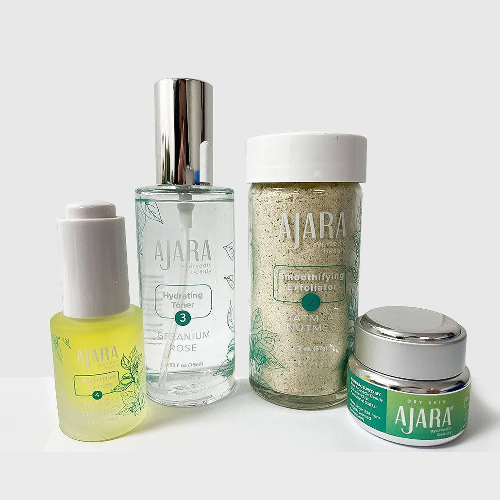 Ajara Daily Face Care Kit for Mature or Dry Skin Without Coconut Rose Softening Wash