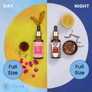Day & Night Face Oil Duo - Best Moisturizer for Healthy Skin - Pick Your Size Beauty set iYURA 2 bottles of 50 ml (1.69 fl oz each) 