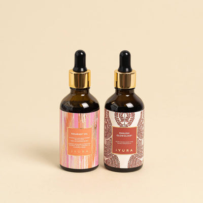Day & Night Facial Oil Duo - Ayurvedic Face Oils for Glowing, Bright Skin Beauty set iYURA