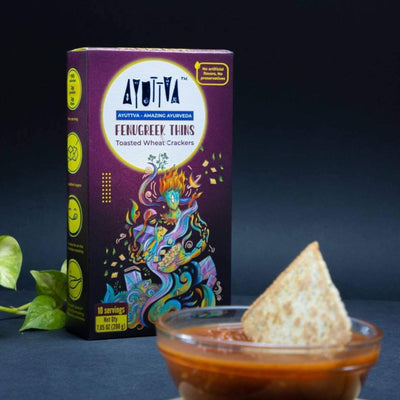 Fenugreek Thins - Toasted Wheat Crackers Snacks Ayuttva