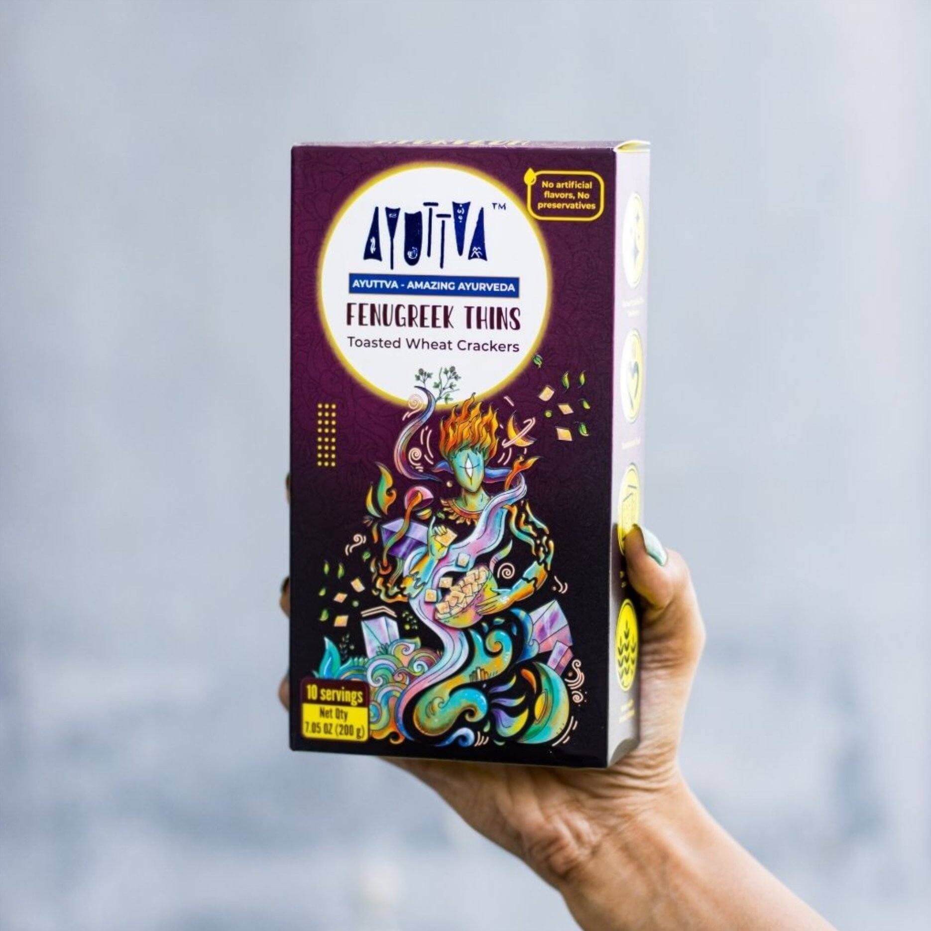 Fenugreek Thins - Toasted Wheat Crackers Snacks Ayuttva 