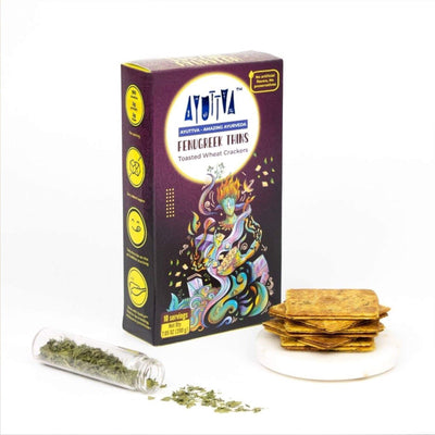 Fenugreek Thins - Toasted Wheat Crackers Snacks Ayuttva