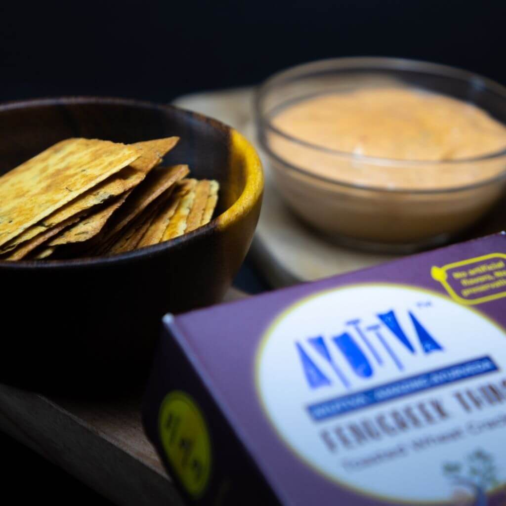 Fenugreek Thins - Toasted Wheat Crackers Snacks Ayuttva 