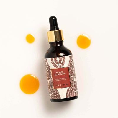 Glow Elixir - 100% Natural Night-Time Face Oil - Reduces Age Spots' Appearance, Look of Wrinkles & Fine Lines - Made with Manjistha, Lemon and Butter Tree Bark Night-time face oil iYURA