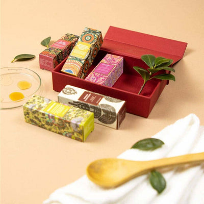 Mini Face Oil Kit with Kansa Face Wand - 5 Ayurvedic Face Oils with Facial Massage Tool Beauty set iYURA