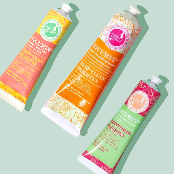 Nicumin Trio - Face Wash, Face Cream, Face Mask with Black Seed - Deep Clean, Brighten, Even-Tone, Moisturize