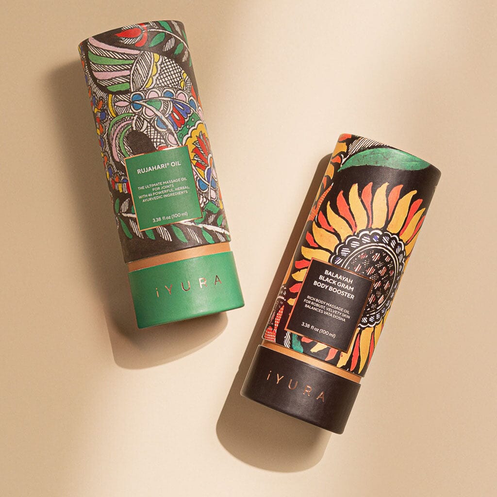 Nourishing and Rejuvenating Body Care Duo - Balaayah Black Gram Body Booster and Rujahari Oil Beauty set iYURA 