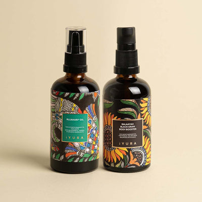 Nourishing and Rejuvenating Body Care Duo - Balaayah Black Gram Body Booster and Rujahari Oil Beauty set iYURA