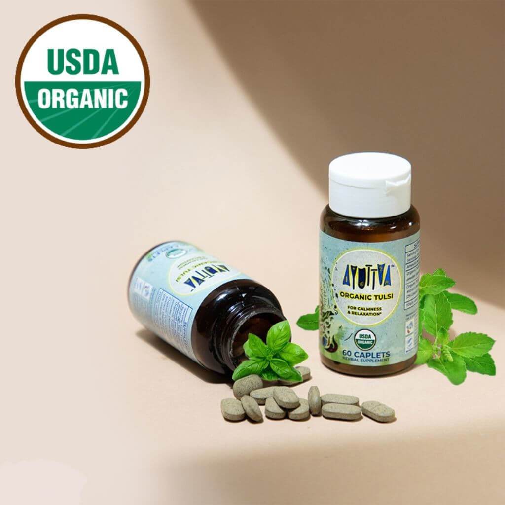 Organic Tulsi - For Calmness and Relaxation - Get Your First Supplement FREE Supplements Ayuttva 
