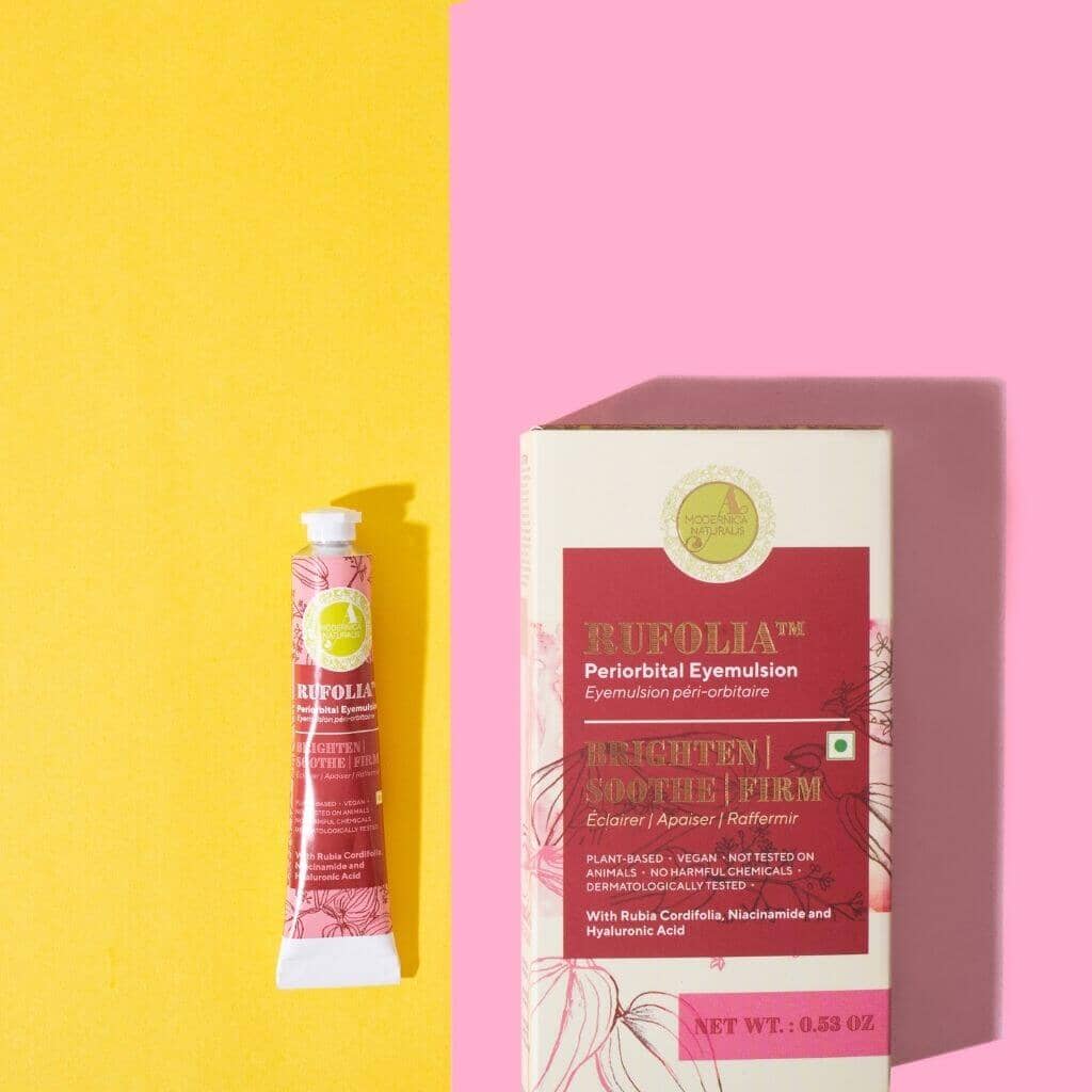 Rufolia Periorbital Eyemulsion - Brighten, Soothe and Firm Under-Eyes with Manjistha, Aloe Vera, Niacinamide and Hyaluronic Acid - Pick Your Size Eye Cream A Modernica Naturalis 